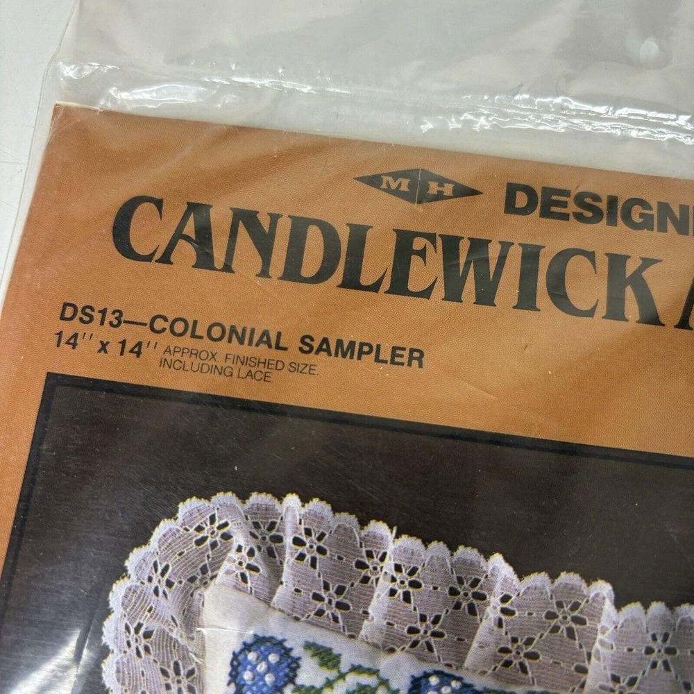 Candlewick And Stitch Pillow Kit Colonial Sampler Cross Stitch DS13 14” Square - Picture 2 of 4